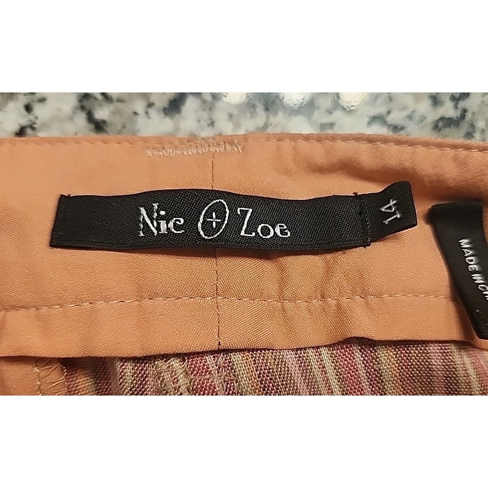 NEW NIC + ZOE "WORK IT" WIDE LEG POCKET PANTS PINK STRIPS W/BELT SIZE 14 - Picture 7 of 8